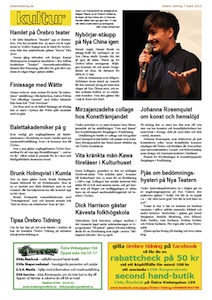 Kulturnyheter, Örebro Tidning 2013